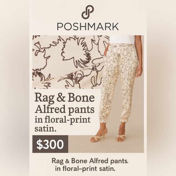 rag & bone Pants - Rag & Bone Alfred Floral-Print Silk Pants | Size 10 | Gently Worn